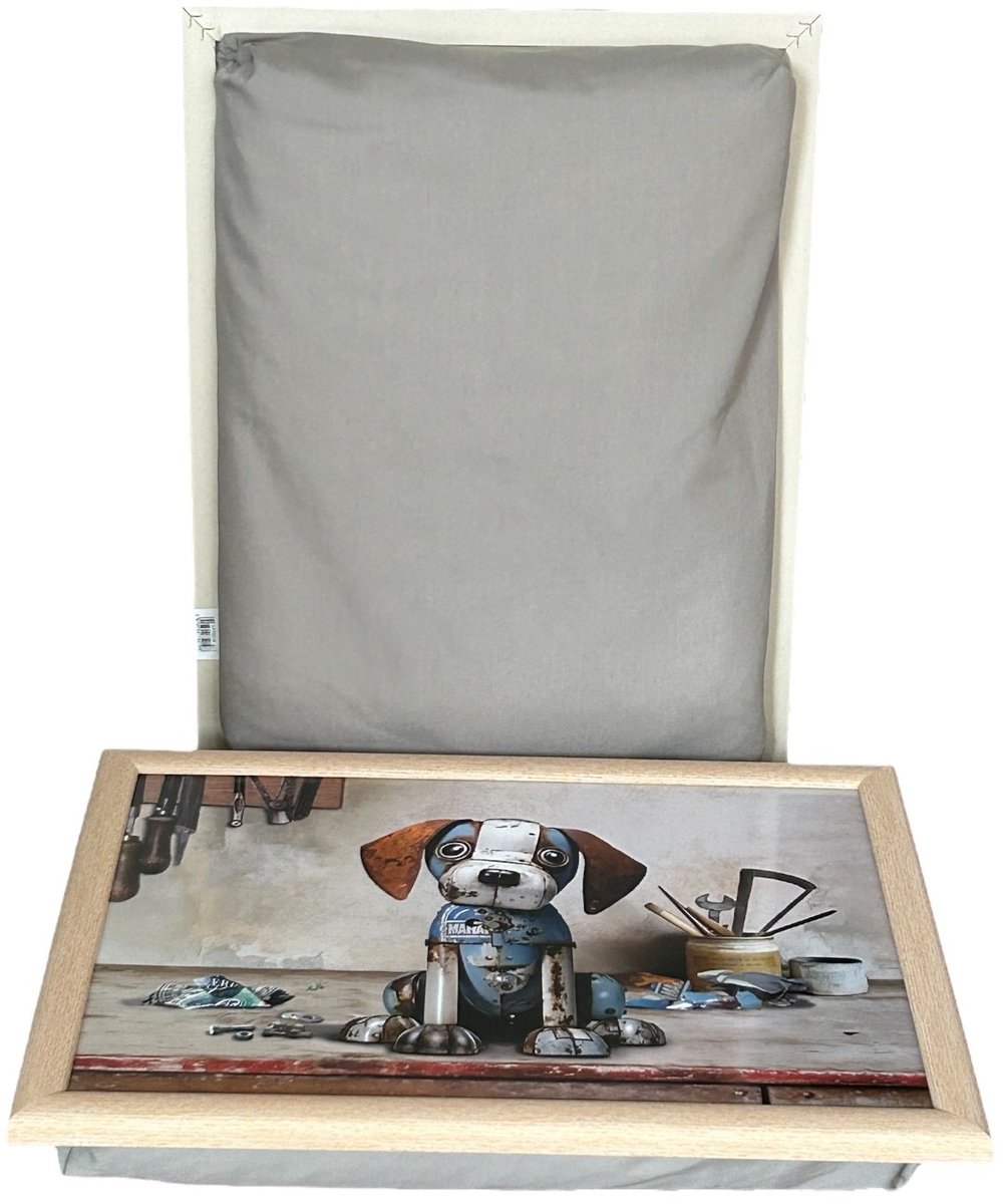 L&P - Laptray - Schootkussen - Schoottafel - Laptoptafel - Schootdienblad Vintage Hond - 44x33x6 cm
