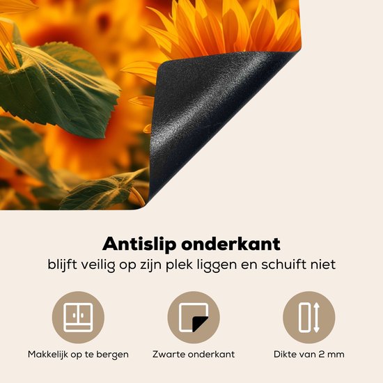 KitchenYeah® Protection plaque induction 85x55 cm - Tournesol - Jaune - Fleurs - Protege plaque de cuisson - Couvre plaque induction - Protecteur d'induction - Cuisine