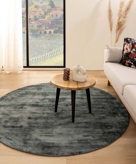 Tapis viscose rond - Glamour bleu 140 cm rond