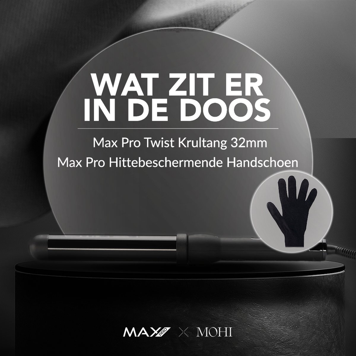 Max Pro Twist 32mm Krultang - Voor Kort en Lang Haar - Curling wand - Zonder Klem - Curler - Beach Waves - Golvend Haar - Met Handschoen - Krultangen thumbnail 4