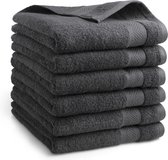 Bol.com DoubleDry Hotel Handdoeken 50 x 100 cm – Set van 6 – 100% Katoen 500 g/m2 – Zacht & Absorberend - Antraciet aanbieding