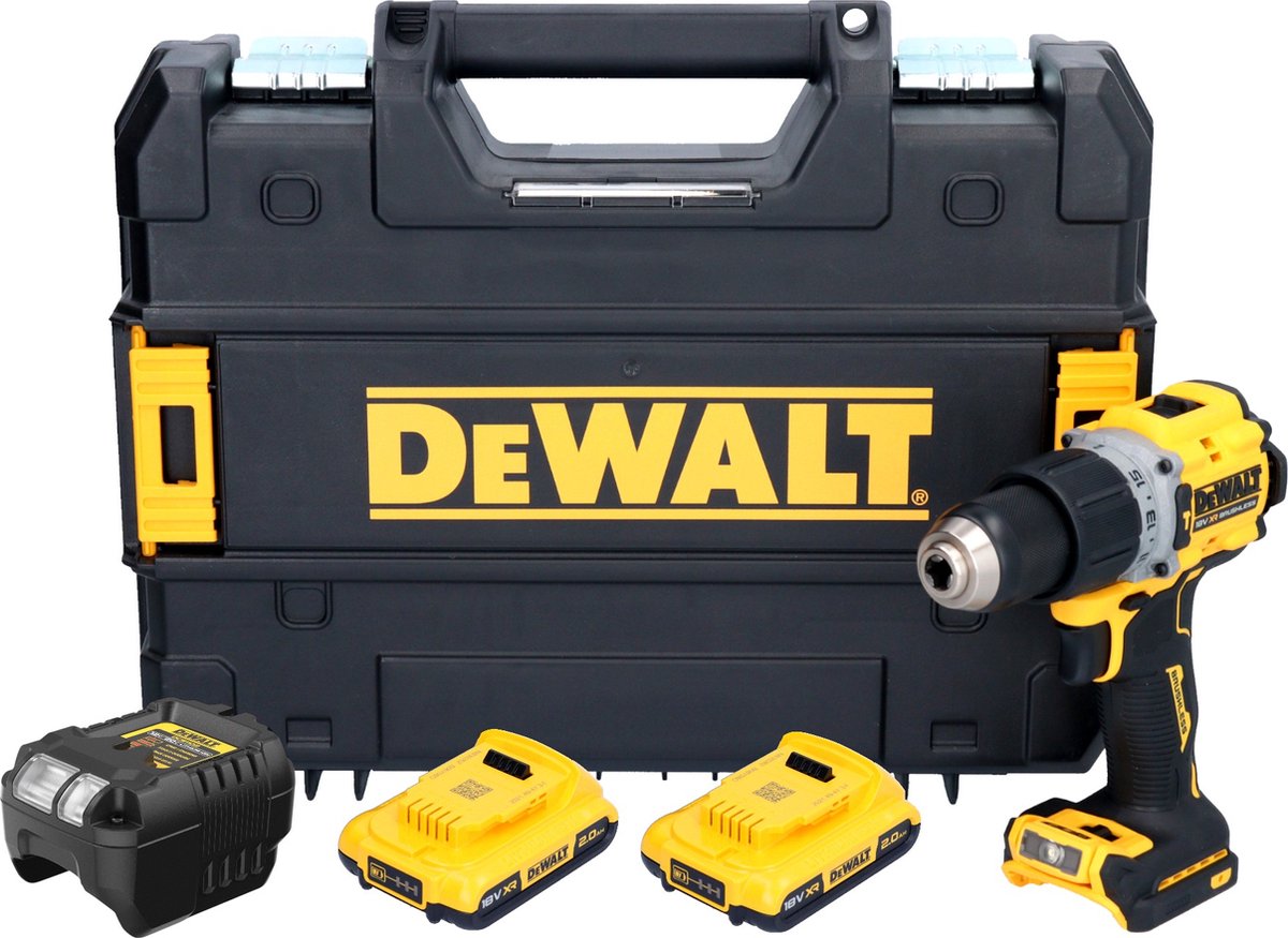 DeWalt DCD 805 D2T accu-klopboormachine 18 V 90 Nm borstelloos + 2x accu 2,0 Ah + oplader + TSTAK