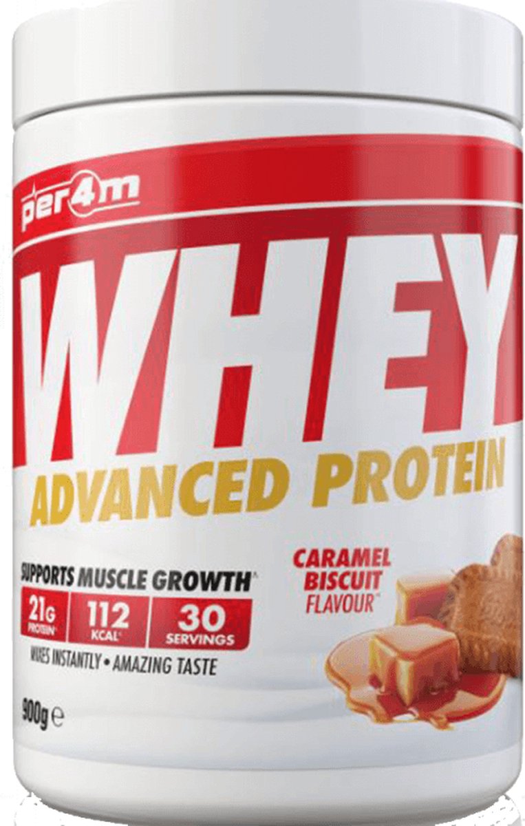 Per4m - Advanced Whey Protein - Caramel Biscuit - Proteine poeder - Eiwit shake - Eiwitpoeder - 900g - Whey Protein - Eiwitshakes - Whey Proteine - Protein - Proteine - Proteine Shake - Shake - Fitness - Krachttraining - Gym