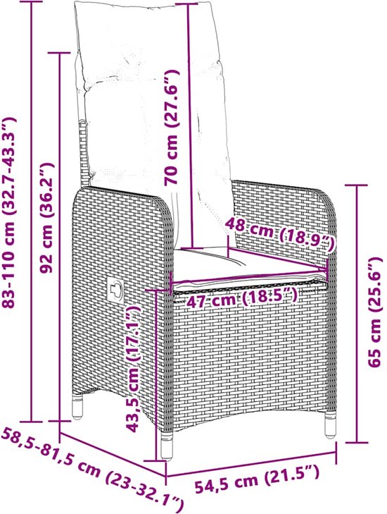 vidaXL - 9 pièces - Set de bistro - avec - coussins - poly - rotin - noir