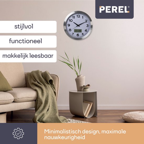 Perel - Wandklok analoog 310x310mm nederlandse versie wit