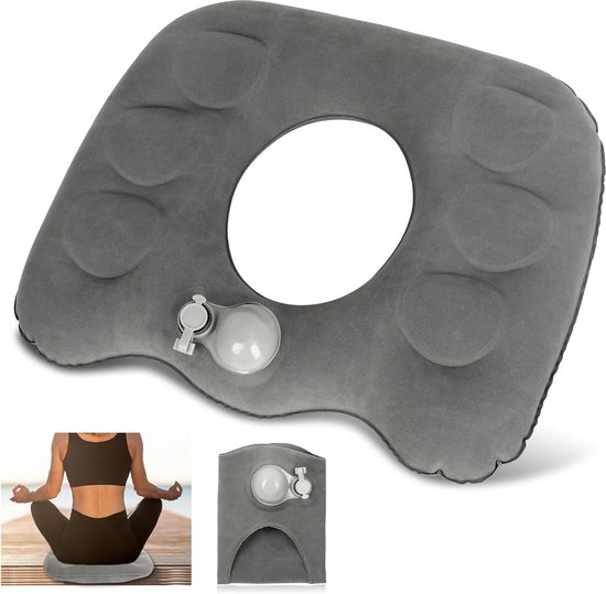 Anyingkai Opblaasbaar zitkussen, donutkussen, orthopedisch, opblaasbaar zitkussen, orthopedisch, aambeien-zitkussen, zitdonut, stoelkussen, rond, orthopedisch zitkussen (bruin