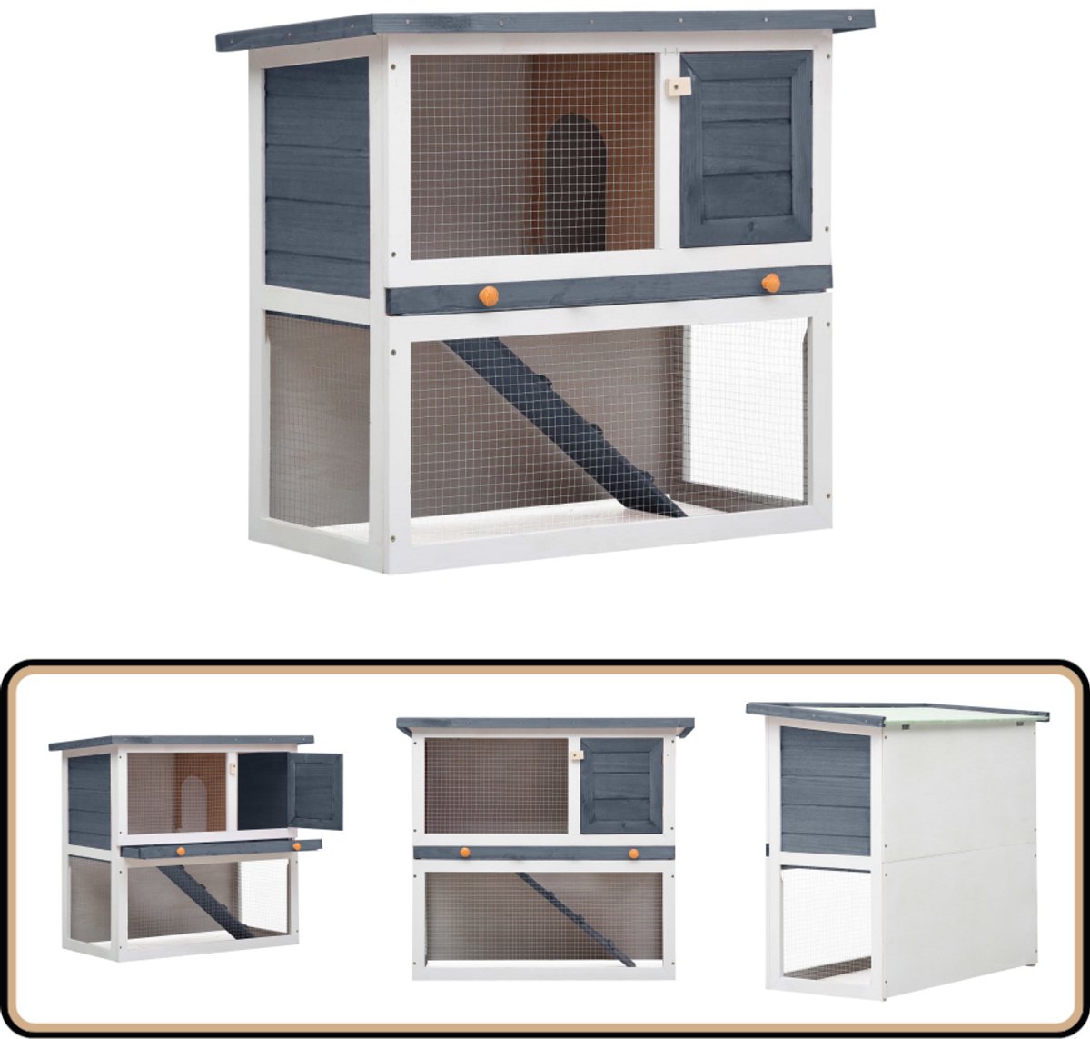 vidaXL Konijnenhok hout grijs – weerbestendig Konijnenhok – Konijnenhuis – Buitendeuren – Houthakkerij – Diereneind vidaXL Konijnenhok hout grijs – weerbestendig Konijnenhok – Konijnenhuis – Buitendeuren – Houthakkerij – Diereneind