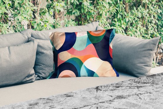 Coussins d'extérieur - Jardin - Abstrait - Blauw - Rose - 50x30 cm
