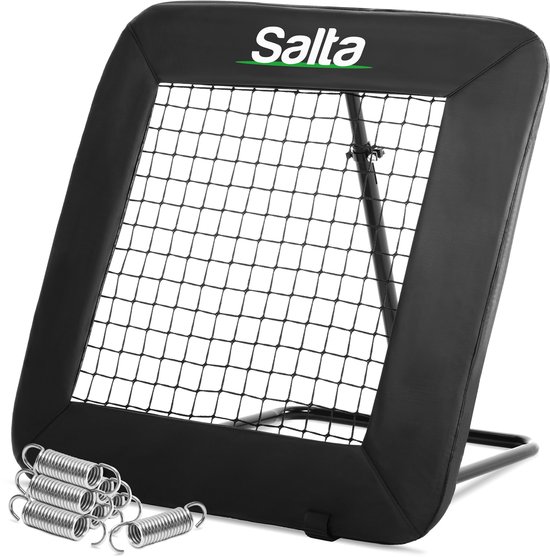 Salta Motion - 84 x 84 cm - Vrij verstelbaar - Rebounder / Kickback / Tchouk / Bouncer - Inclusief grondankers en stalen veren voor sterke bounce - Zwart - Voetbal rebounder / handbal / volleybal – Training