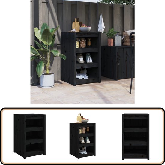 vidaXL Armoire de cuisine extérieure en pin Zwart 55 x 55 x 92 cm Armoire de cuisine extérieure - Armoire de cuisine en bois - Armoire de cuisine de balcon - Armoire de cuisine de terrasse - Extérieur