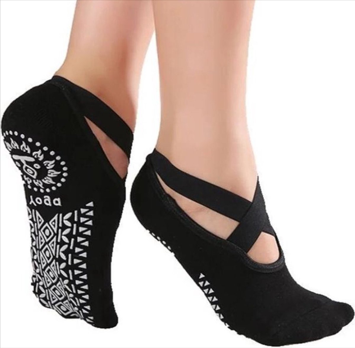 *** 2 paar Yoga Sokken Anti-Slip Grip - Geschikt voor Pilates, Ballet, Dans, Gym, Yogi, Pilates en Yoga Ballerina gemaakt van zacht katoen- van Heble® ***