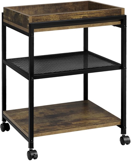 WOLTU Tafel Bijzettafel Salontafel in metaal en Spaanplaat Nachtkastje Koffietafel 55x36x59.5cm Licht Eiken TS79hei