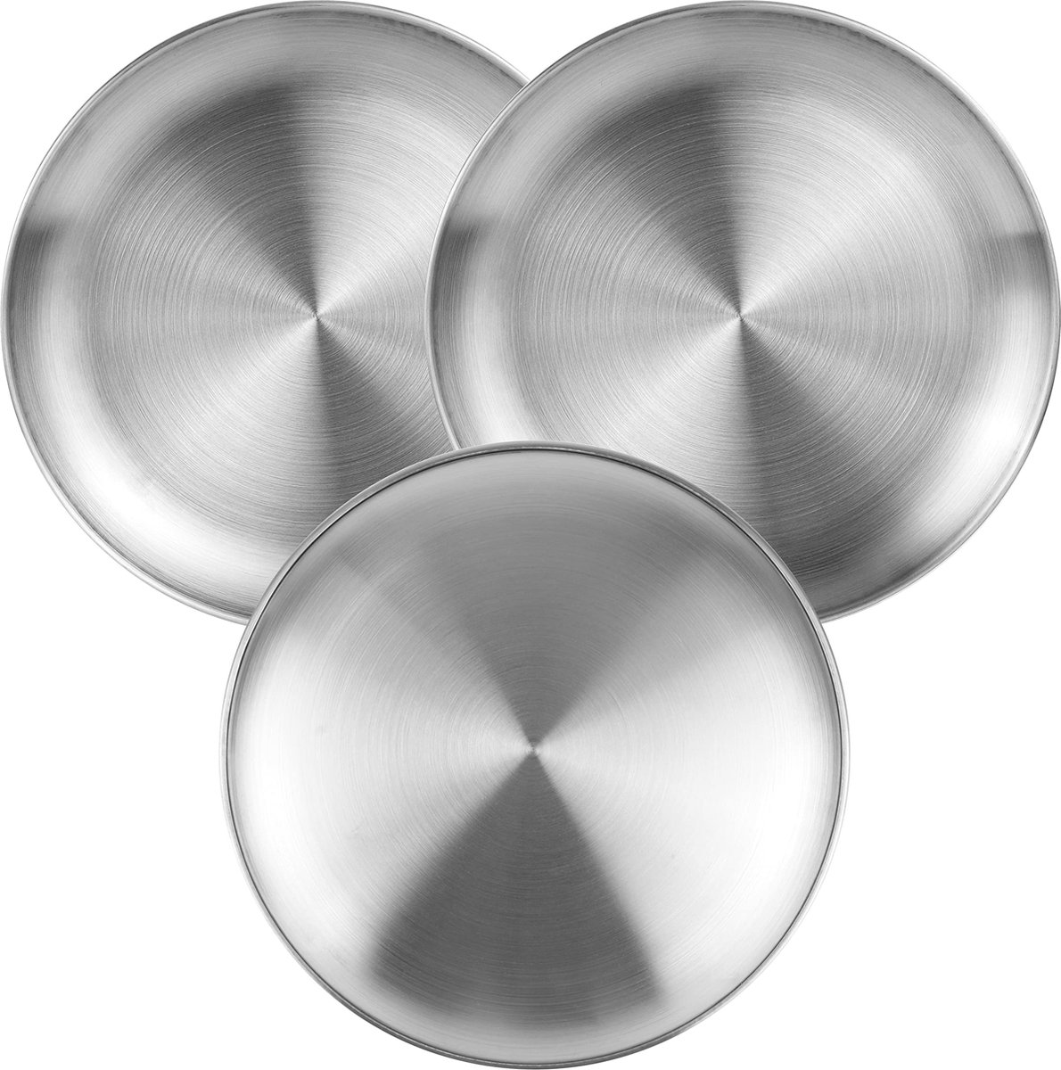 La'Moussawi ® Drie Stuks Ronde Metalen Eetborden Geschikt Voor Camping En Thuisgebruik