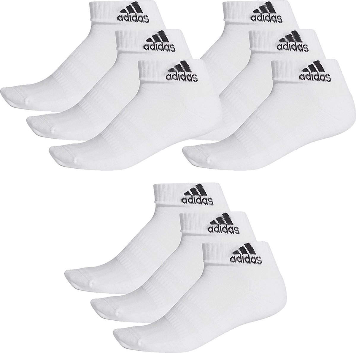SOKKEN 9 PACK adidas enkel-/kwartsokken Unisex korte sokken Enkelsokken Wit