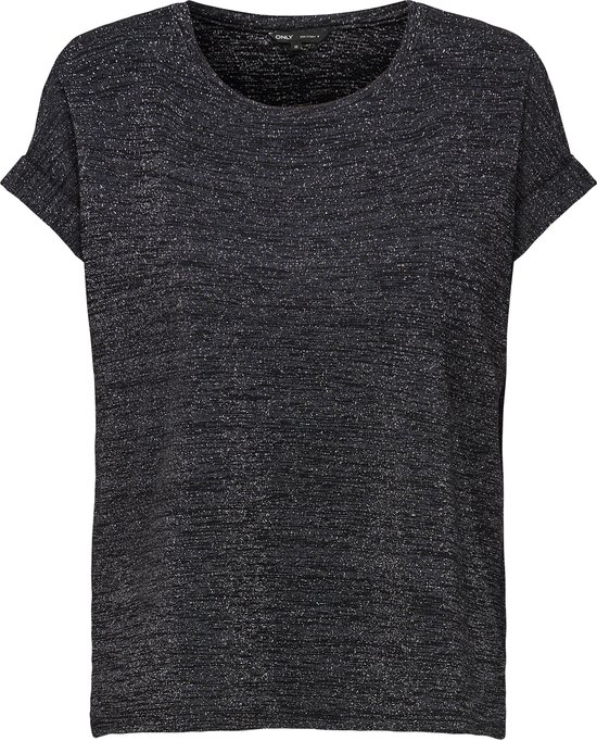 Only T-shirt Onlmoster Glitter S/s Top Noos Jrs 15356991 Black/silver Lur Dames Maat - XS