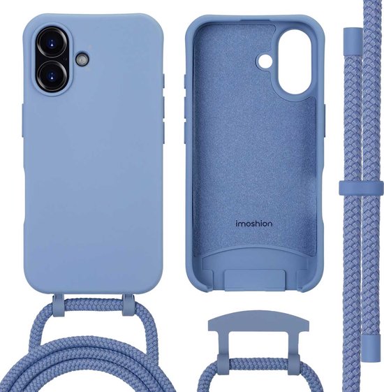 imoshion Hoesje - Geschikt voor iPhone 16 - Color Backcover met afneembaar koord geschikt voor MagSafe - Ash Blue