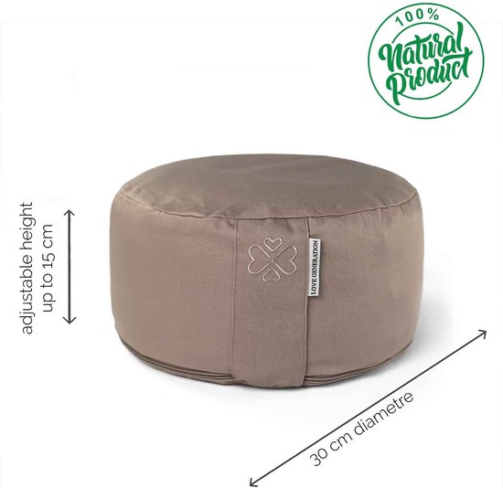 Rond Meditatiekussen - Taupe - Katoen - ⌀30cm - 15cm van AUMOMENTS — afbeelding 5