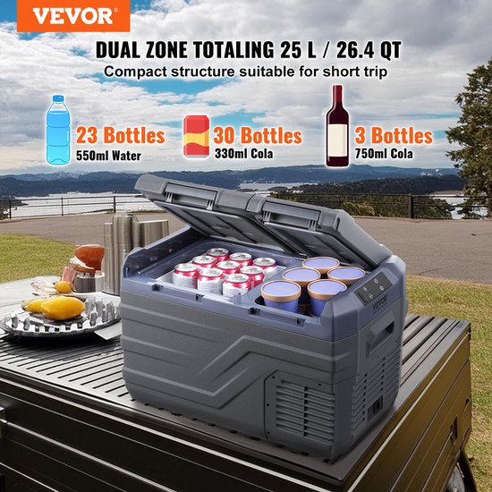 VEVOR Draagbare Koelkast Met Vriesvak Auto 25l Dual Zone Draagbare 60w Koelbox van Vevor — afbeelding 5