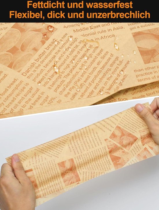 CHUIFAI Deli Bakpapier, 500 stuks, vierkant, 30 x 30 cm, bakpapier, bruin, perkamentpapier, vetdicht bakpapier, anti-aanbak, rechthoekig, Deli waspapier voor het bakken