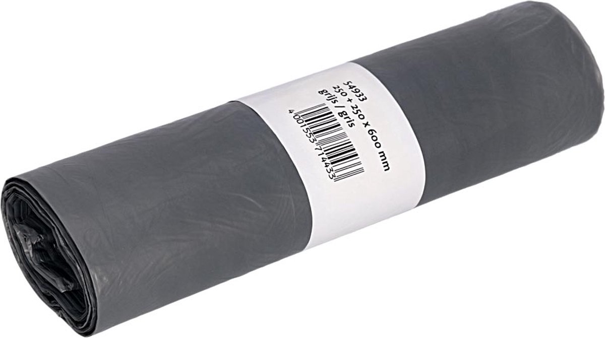 Deiss vuilniszak ft 50 x 60 cm, 33 liter, grijs, HDPE, rol van 50 stuks 30 stuks