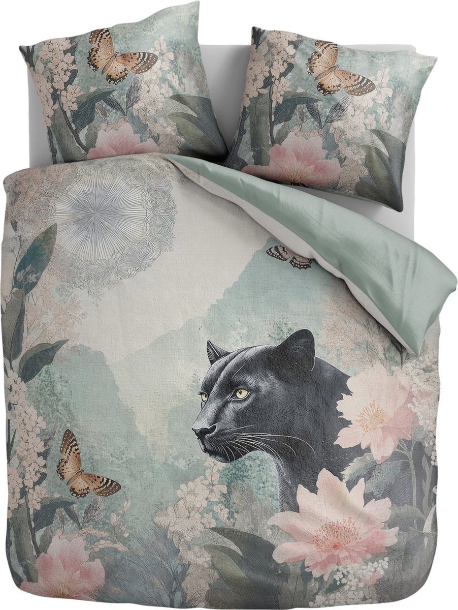Zydante Dekbedovertrek Set 140x200/220cm – Dekbedhoes met Print – met 1 Kussensloop - Panther Bloom