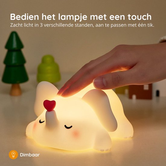 Nachtlampje voor Kinderen - Olifant - 100% BPA vrij - Oplaadbaar - Timer - Dimbaar - Nachtlampje Baby - USB - LED - Zacht Siliconen - Babykamer verlichting - Veilig voor kinderen - Cadeau - Kinder Nachtlampje - Slaaptrainer | van Little Stars — afbeelding 4
