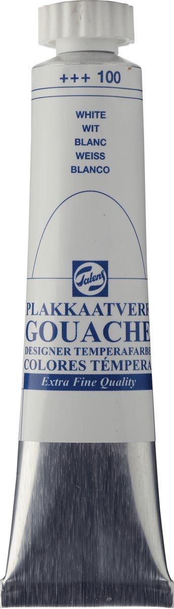 Talens plakkaatverf Extra Fijn tube van 20 ml, wit 3 stuks