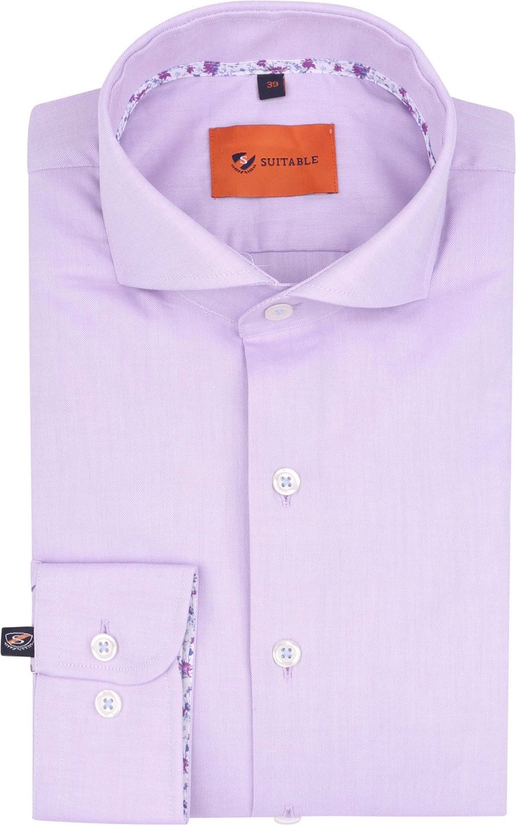 Suitable Overhemd Twill Paars - Maat 39 - Heren - Overhemden Formeel