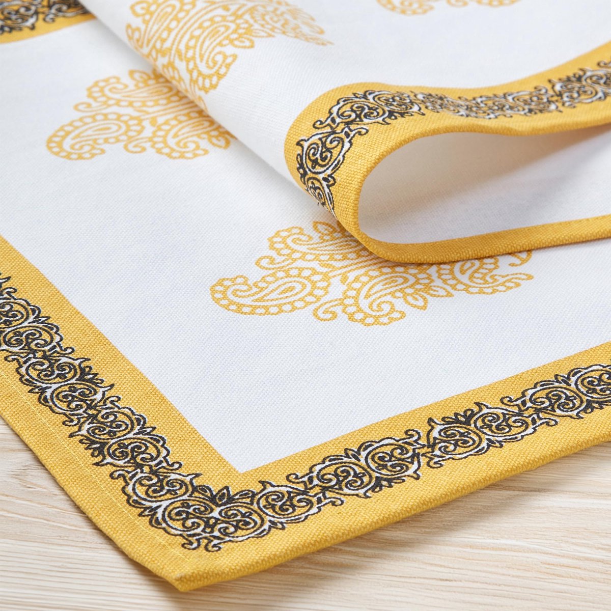 My Ninki ® Tafelkleed van Hoogwaardige Katoen met Traditionele Handbedrukte Motieven voor Eettafel en Bed