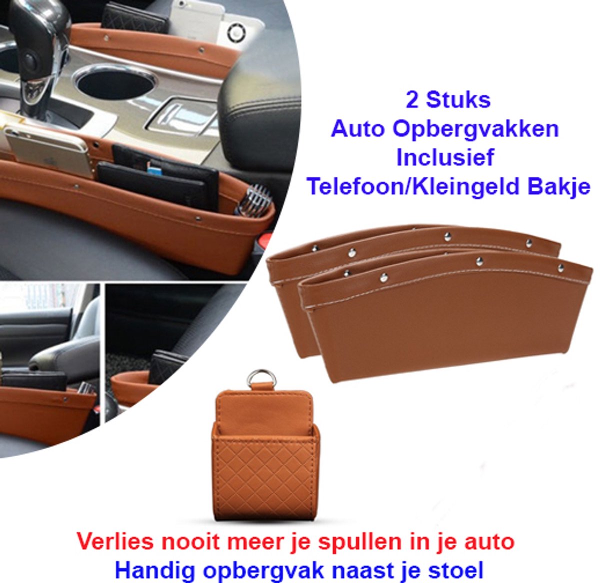 2 Stuks Auto Opbergvakken Inclusief Telefoon/Kleingeld Bakje