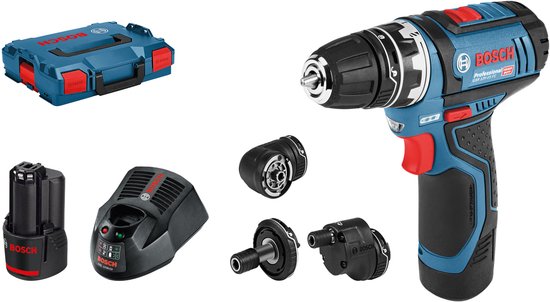 Bosch Professional Accu schroefboormachine GSR 12V-15 FC – Inclusief 2x 2,0Ah Accu – lader en opzetstukken (GFA 12-X/12-B/12-W/12-E)