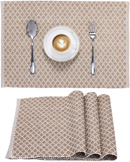 Pianotoetsen met bedrukte rechthoekige placemats met muzieknoten, schattige placemats voor eettafel, set van 6, wasbaar en herbruikbaar, 30,5 x 45,7 cm