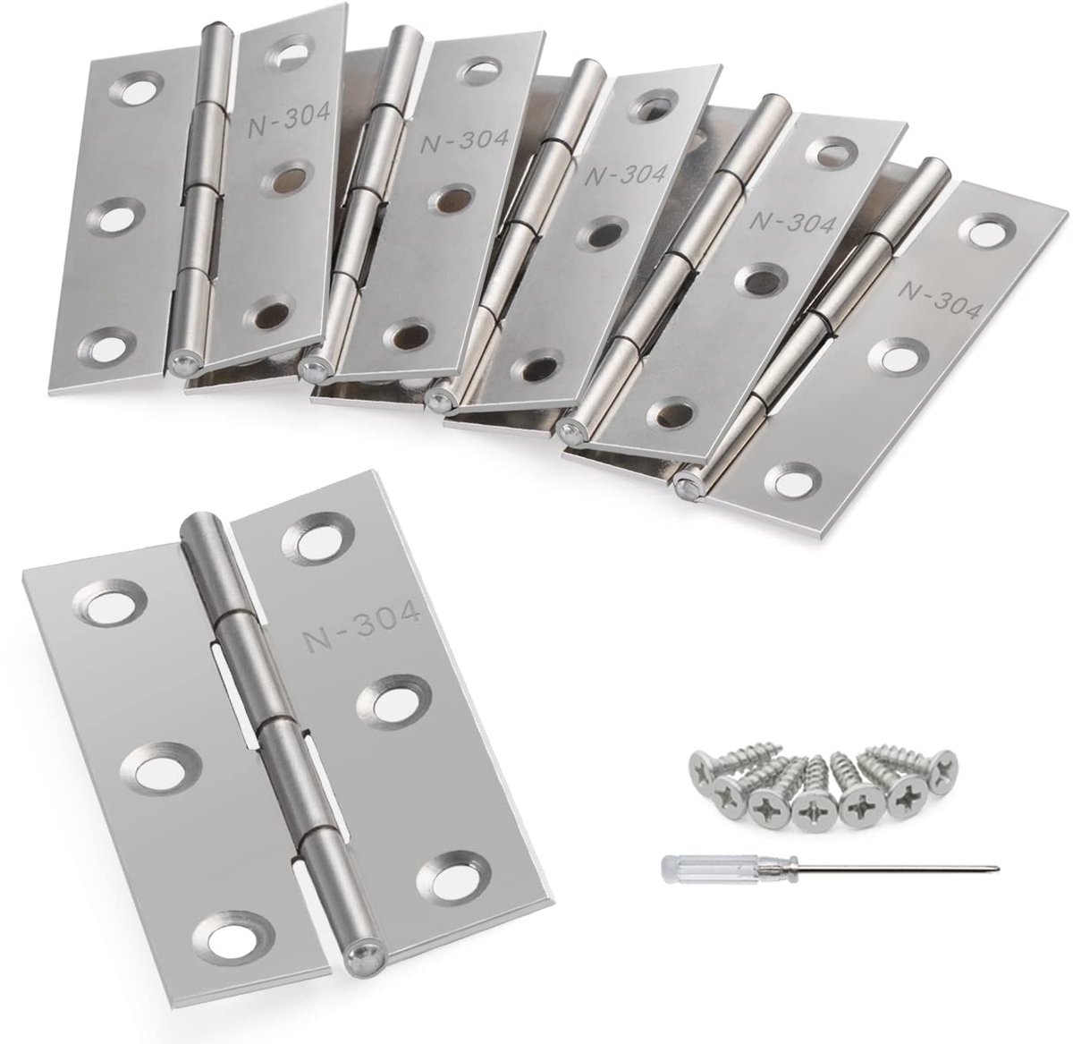 My Ninki ® 10-delige Set Roestvrijstalen Scharnieren met Schroeven voor Diverse Toepassingen in Huis en Tuin