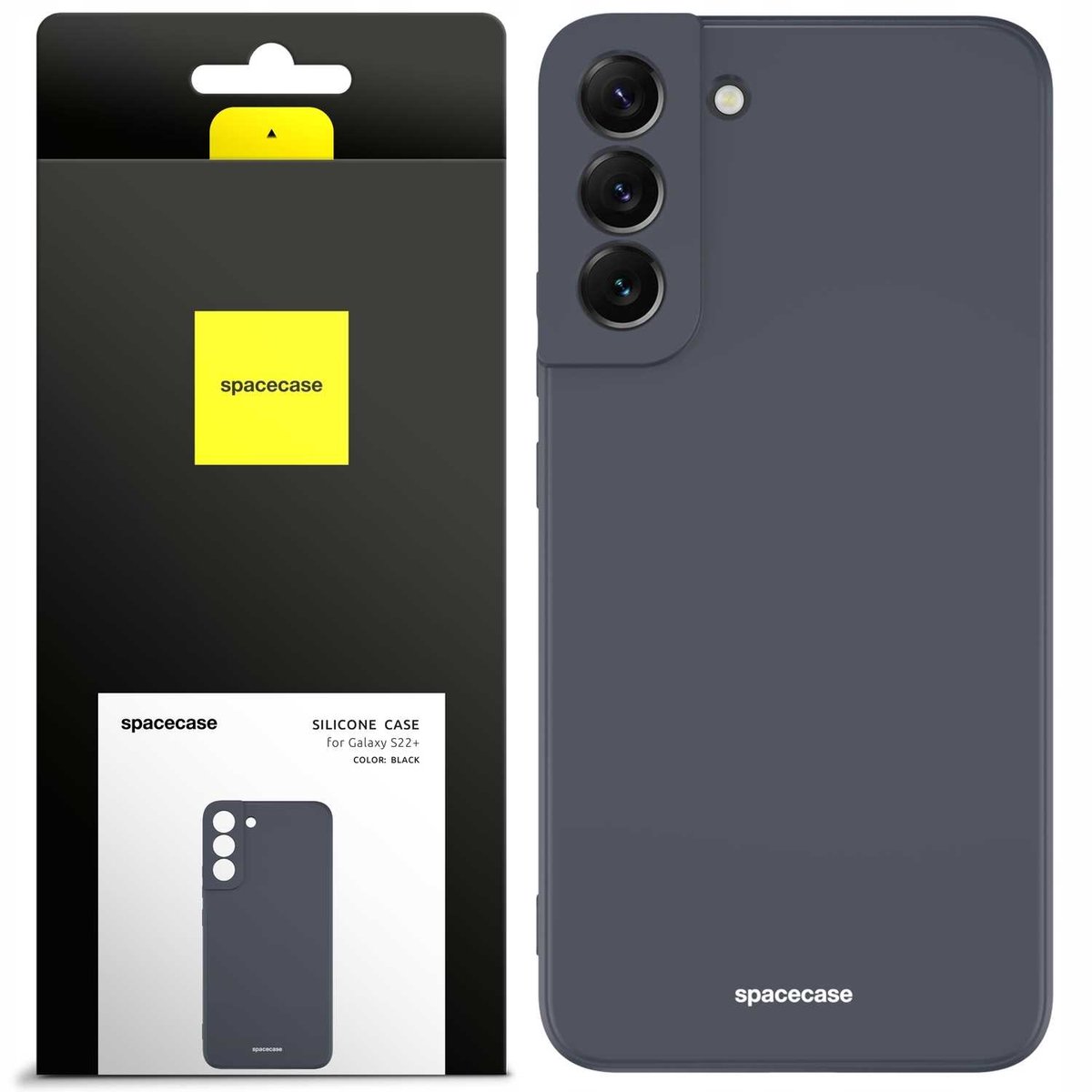 Spacecase Siliconen Hoesje Voor Samsung Galaxy S22+ Telefoon, Zwart