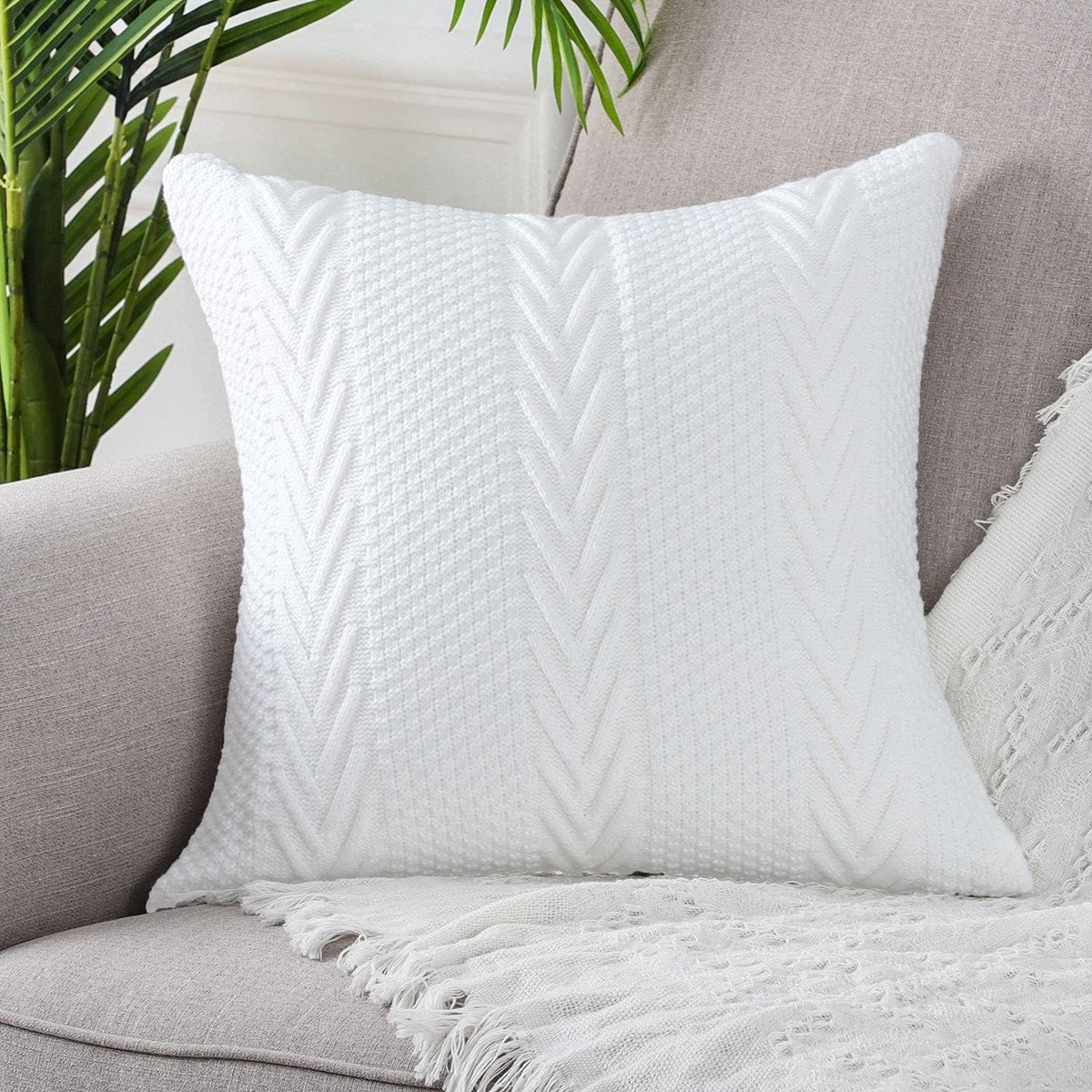 My Ninki ® Elegante Gebreide Katoenen Kussenhoezen voor Moderne en Klassieke Interieurdecoratie 45x45 cm