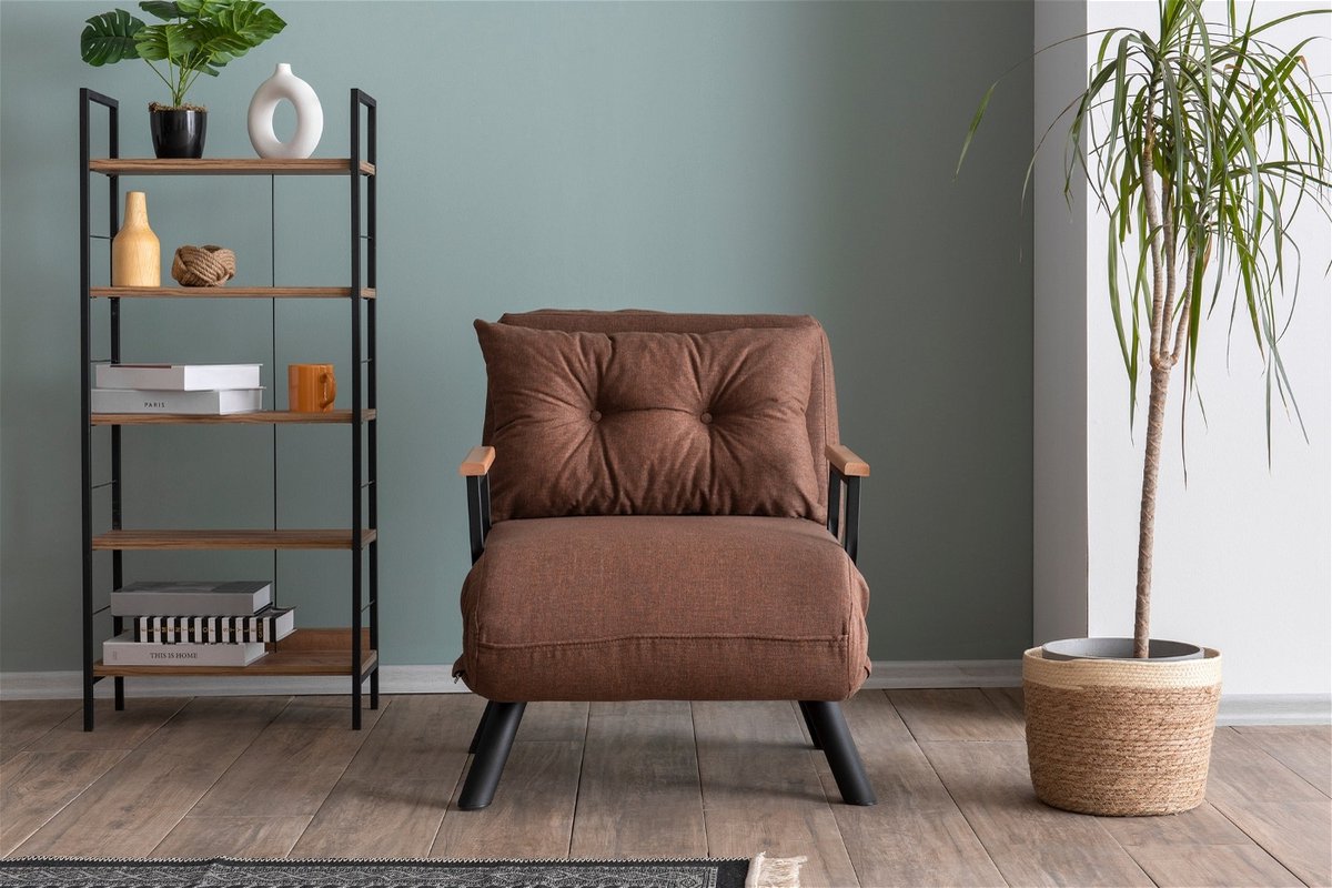 Risa Home Slaapfauteuil Sando Licht Bruin - Linnen - Modern