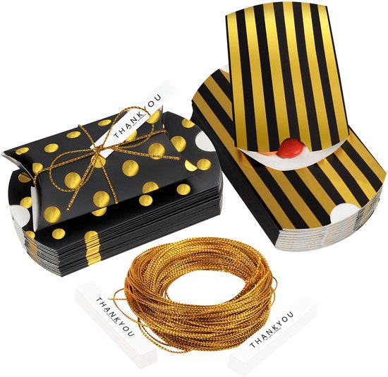 100 Pièces Boîte à Bonbons En Papier Kraft, Boites Cadeaux Vintage D'oreiller Pour Mariages, Bricolage - Marron