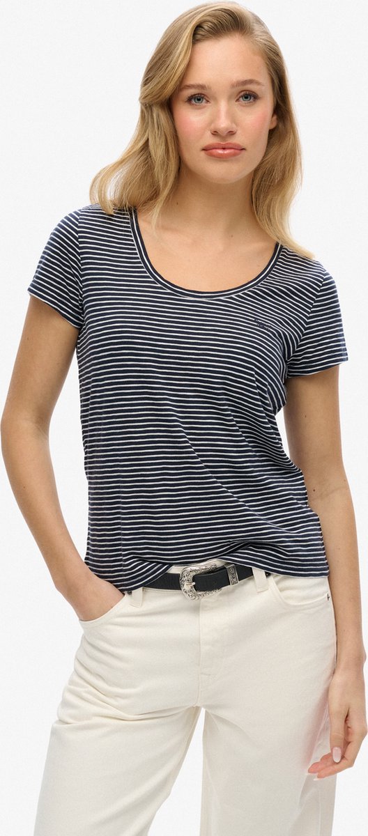 Superdry SCOOP NECK TEE Dames T-shirt Blauw