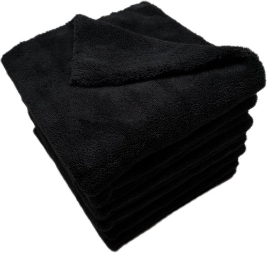 Goodivery ® Ultra Absorberende Randloze Microvezel Doekjes voor Auto's - Set van 6 - 500gsm - 16x16 Inches - Zwart