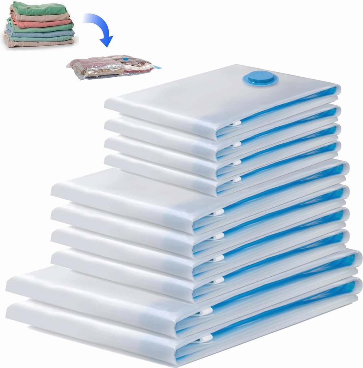 Goodivery ® 10 Stuks Vacuümzakken voor Kleding in 3 Formaten - Herbruikbaar en Lekvrij
