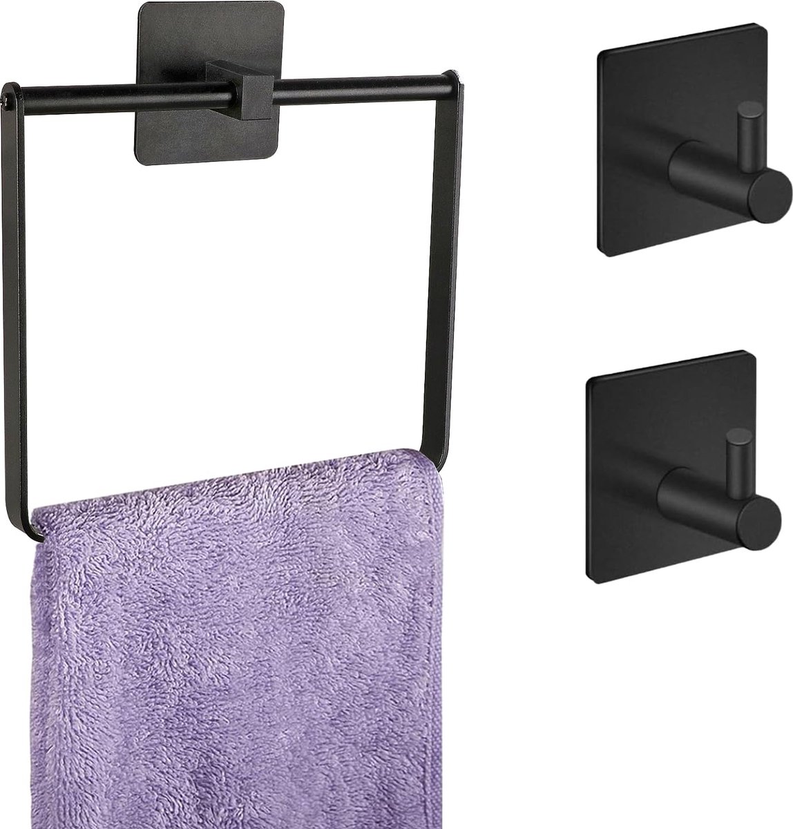 La'Moussawi ® Stijlvolle Zelfklevende Handdoekring en Haken Set voor Badkamer Zonder Boren