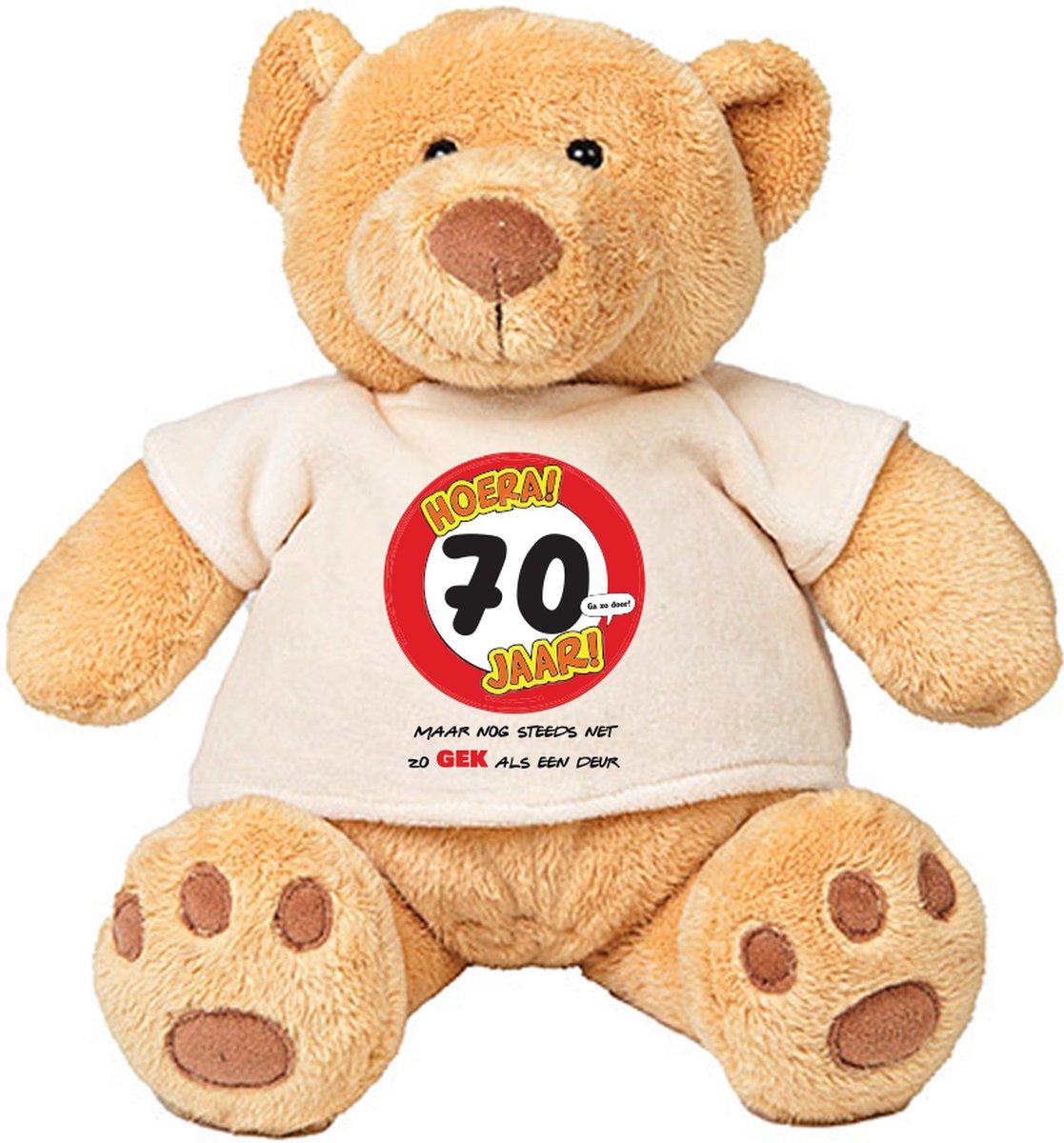 70 Jaar maar nog steeds zo gek als een deur Pluche Beer - Jarig - Verjaardag - 30e - knuffel