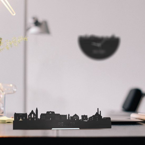 Skyline Reuver Bois Zwart sur pied - 60 cm - Décoration d'intérieur design - Décoration à poser et à suspendre - Plus de villes disponibles - Cadeau pour lui - Cadeau pour elle - Anniversaire - Pendaison de crémaillère - Intérieur - WoodWideCities