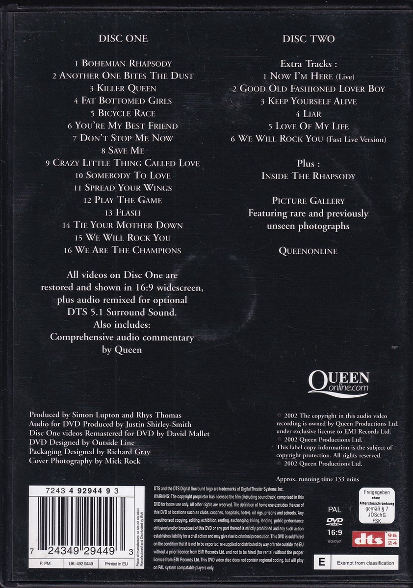 Queen Greatest Video Hits 1 - DVD Collection - Bohemian Rhapsody