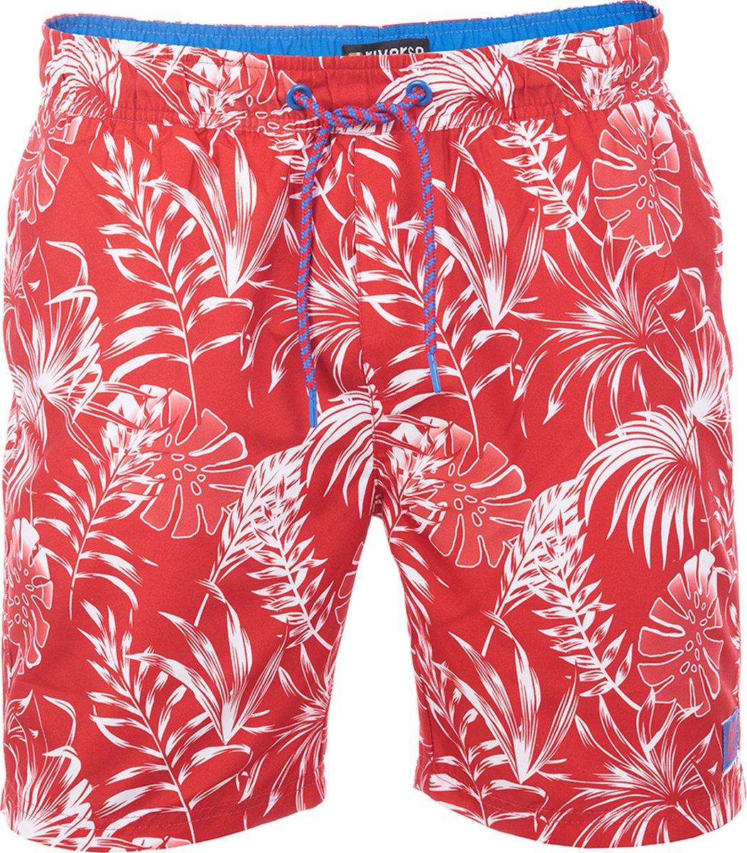 riverso Heren Short RIVKai bequem Rood 3XL Volwassenen Zwemshort met Print met Elastische Band
