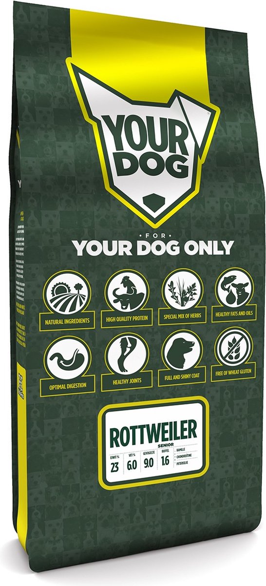 Yourdog Rottweiler Rasspecifiek Senior Hondenvoer 12kg | Hondenbrokken