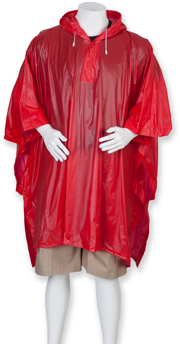 Eenvoudige rode regenponcho