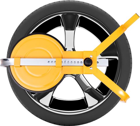 Universele Wielklem Voor 13-15 Inch Band Met Slot En 2 Sleutels - Voor Auto, Caravan, Aanhanger, Camper Beveiliging- Geel