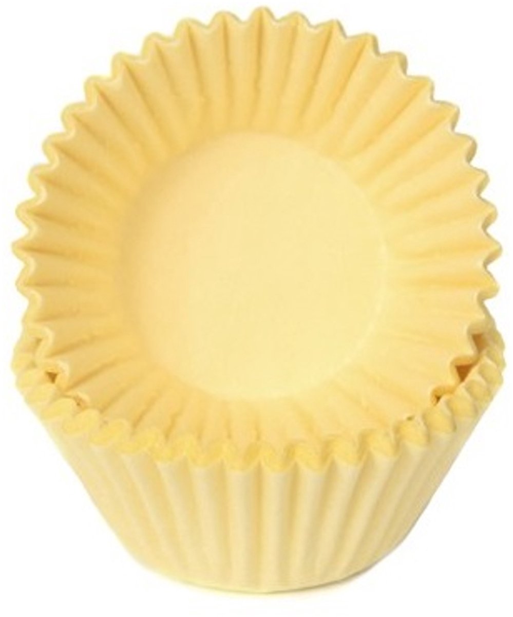 House of Marie Chocolade Baking Cups - Pastel Geel - pk/100 - Cupcake Cups