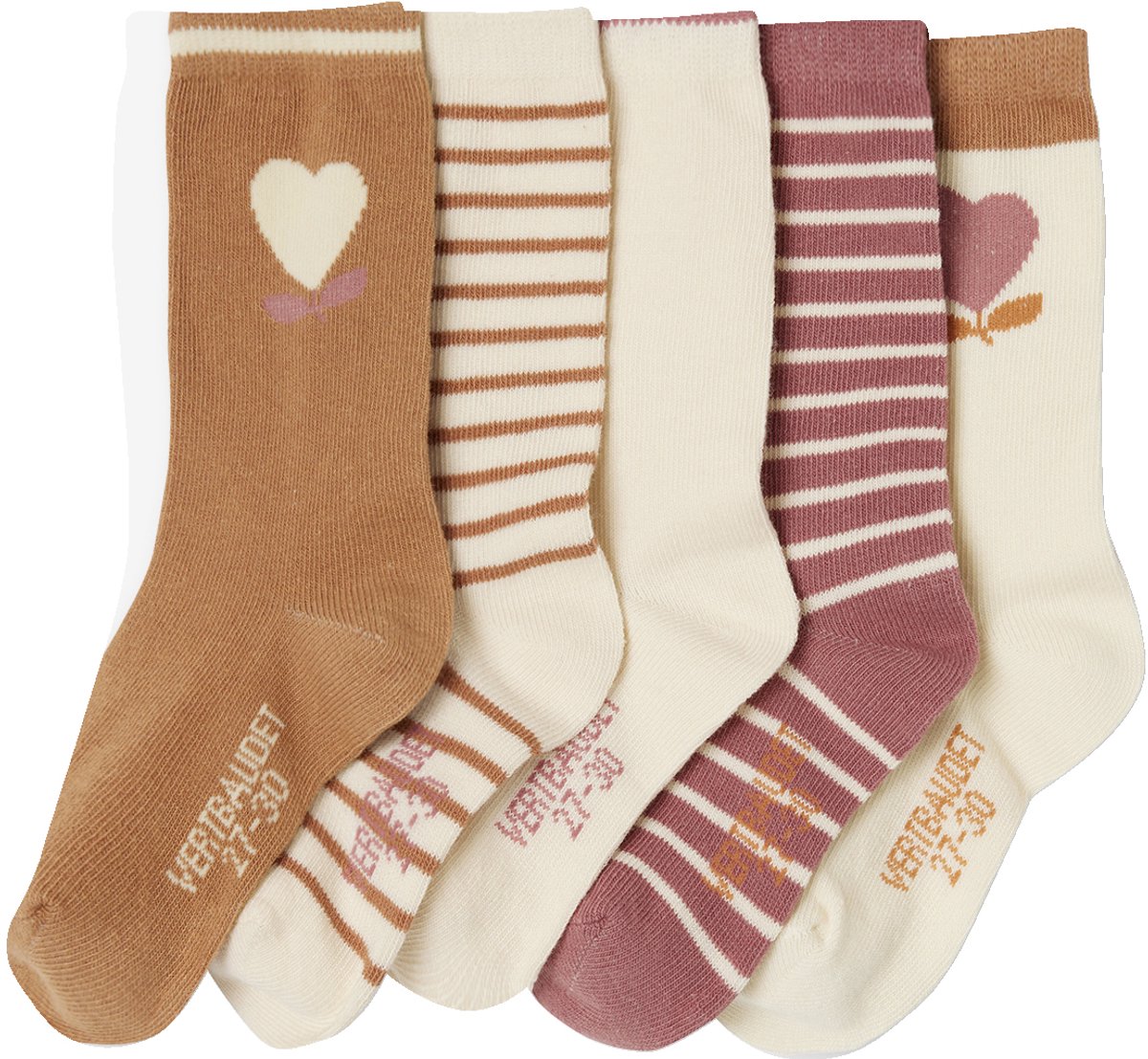 Vertbaudet Set van 5 paar meisjessokken met hartjes